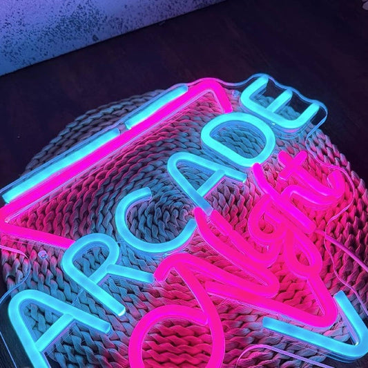 Fun Vivid Bright Pink / Blue Arcade Night LED Night Light Game Room Wall Decor