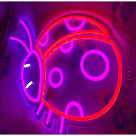 Lovely Bright Pink / Red Lady Bug LED Night Light Room Wall Decroaitno