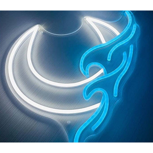Lovely Bright White Crescent Moon Behind Ocean Wave LED Light Room Wall Art Deco