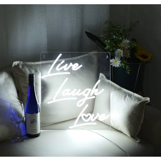 Lovely Simple Cool Bright White Live Laugh Love LED Night Light Sign Room Decor