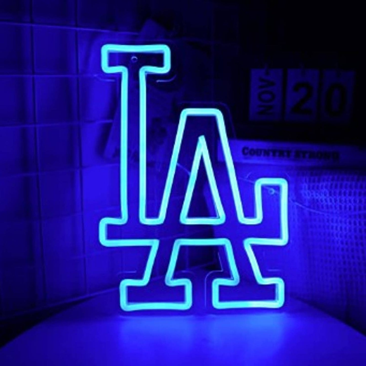 Vivid Bright Blue Los Angeles Dodgers Baseball Team LED Light MLB Sport Sign Dec