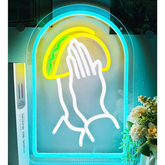 Fun Bright Prayer Hands Taco LED Night Light Room Wall Decor