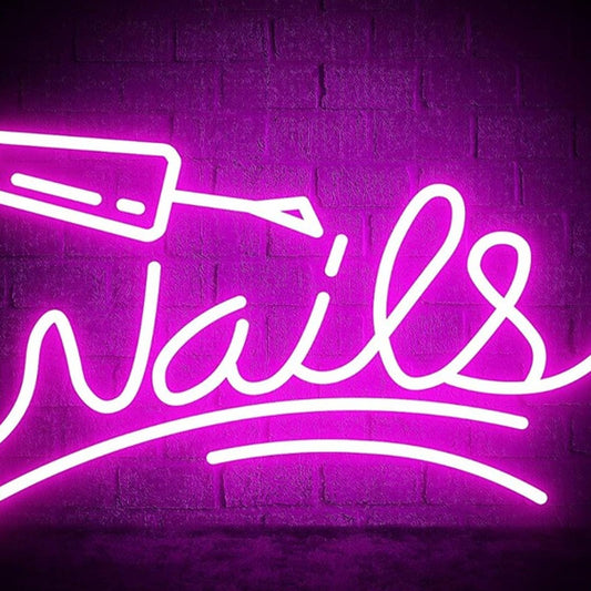 Vivid Bright Bright Pink Nails Nail Polish LED Light Sign Spa Salon Decor
