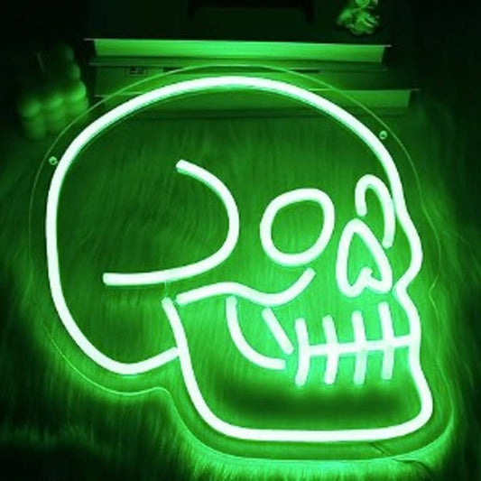 Vivid Bright Green Skull LED Night Light Room Wall Decoration