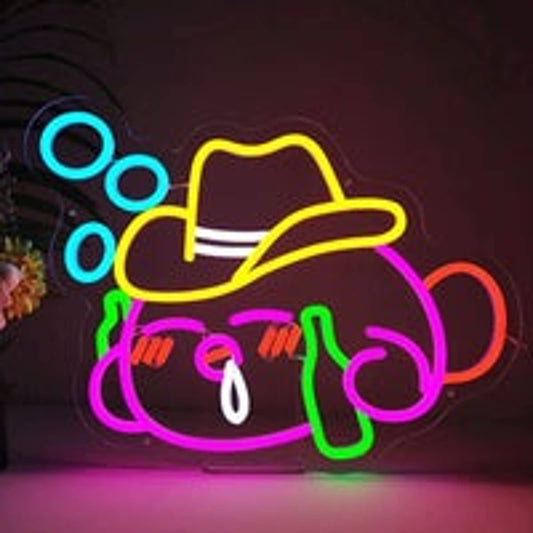 Funny Bright Drunk Cowboy Kirby LED Night Light Room Wall Decoration