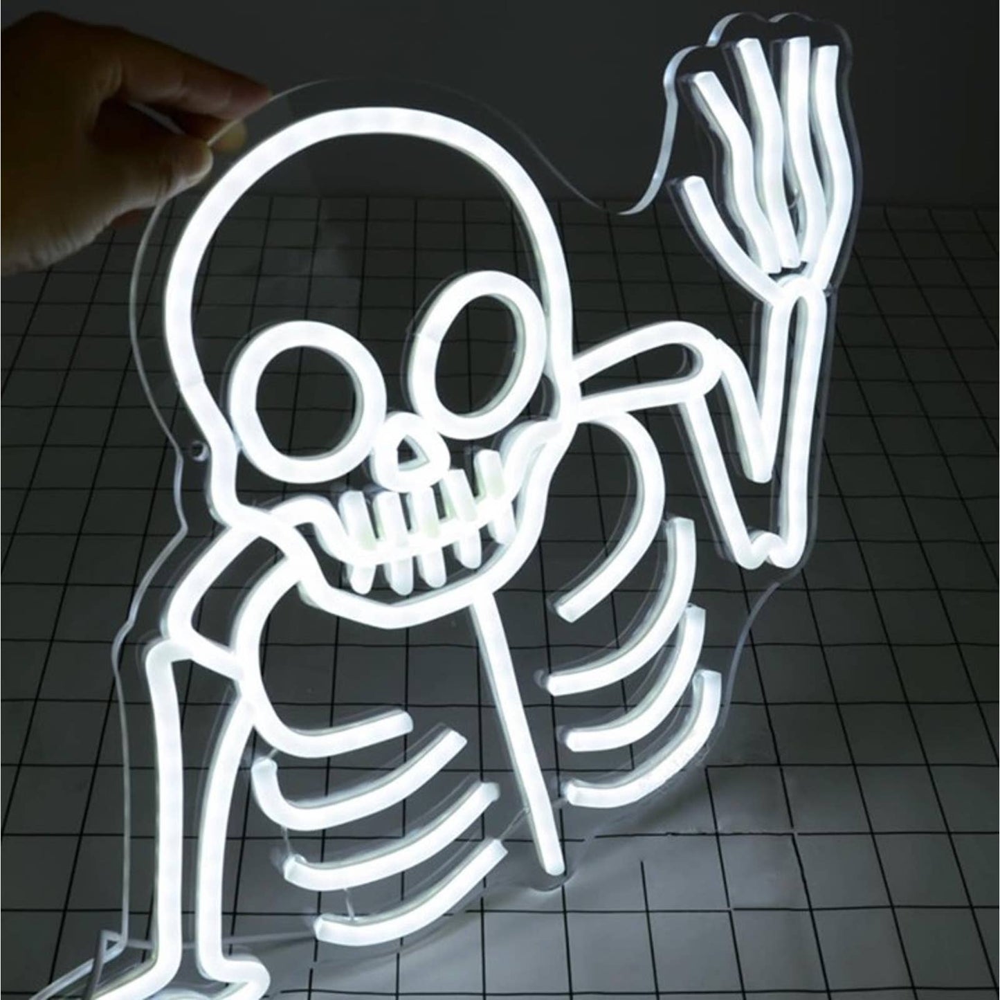 Spooky Vivid Bright White Waving Skeleton LED Night Light Halloween Decor