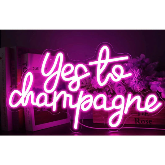 Lovely Vivid Bright Pink “Yes to Champagne” LED Night Light Bar Party Decor