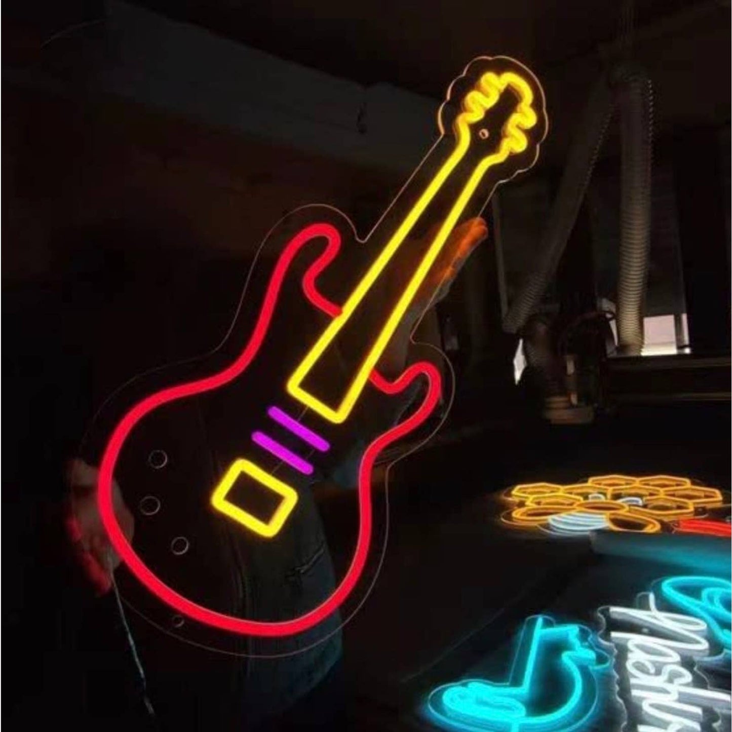 Fun Bright Red / Yellow Electric Guitar LED Night Light Music Concert Wall Decor