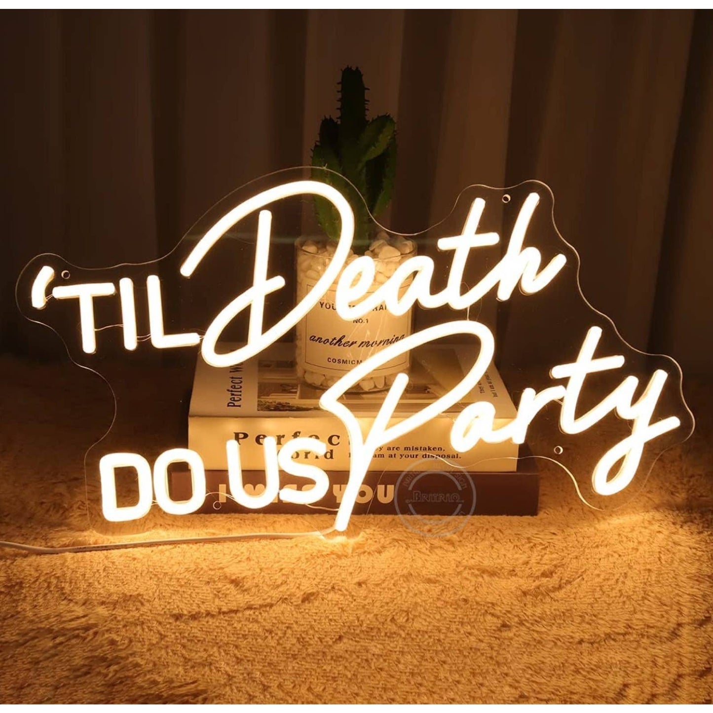 Bright White “Til’ Death Do Us Party” LED Night Light Love Room Decoration