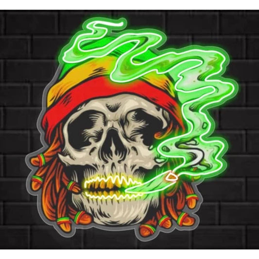 Fun Bright Jamaican High Skull Plant LED Night Light Room Wall Decoration