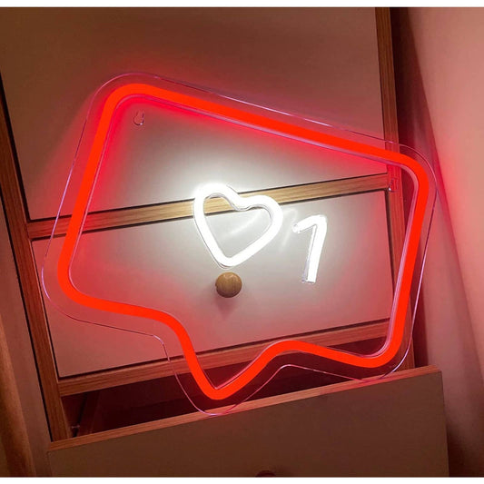 Lovely Bright Red / White Instagram Love Like Heart LED Night Light Social Media