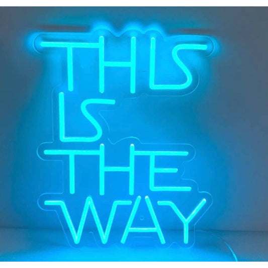 Fun Bright Light Blue “This is the Way” LED Night Party Light Room Wall Decor