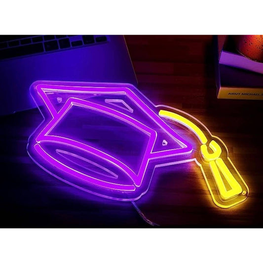 Lovely Bright Purple Graduation Cap LED Night Light Celebration Decoration