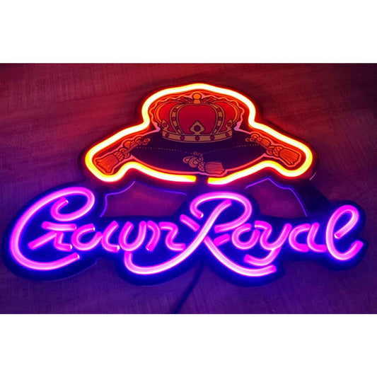 Bright Crown Royal LED Night Light Room Wall Sign Decoration