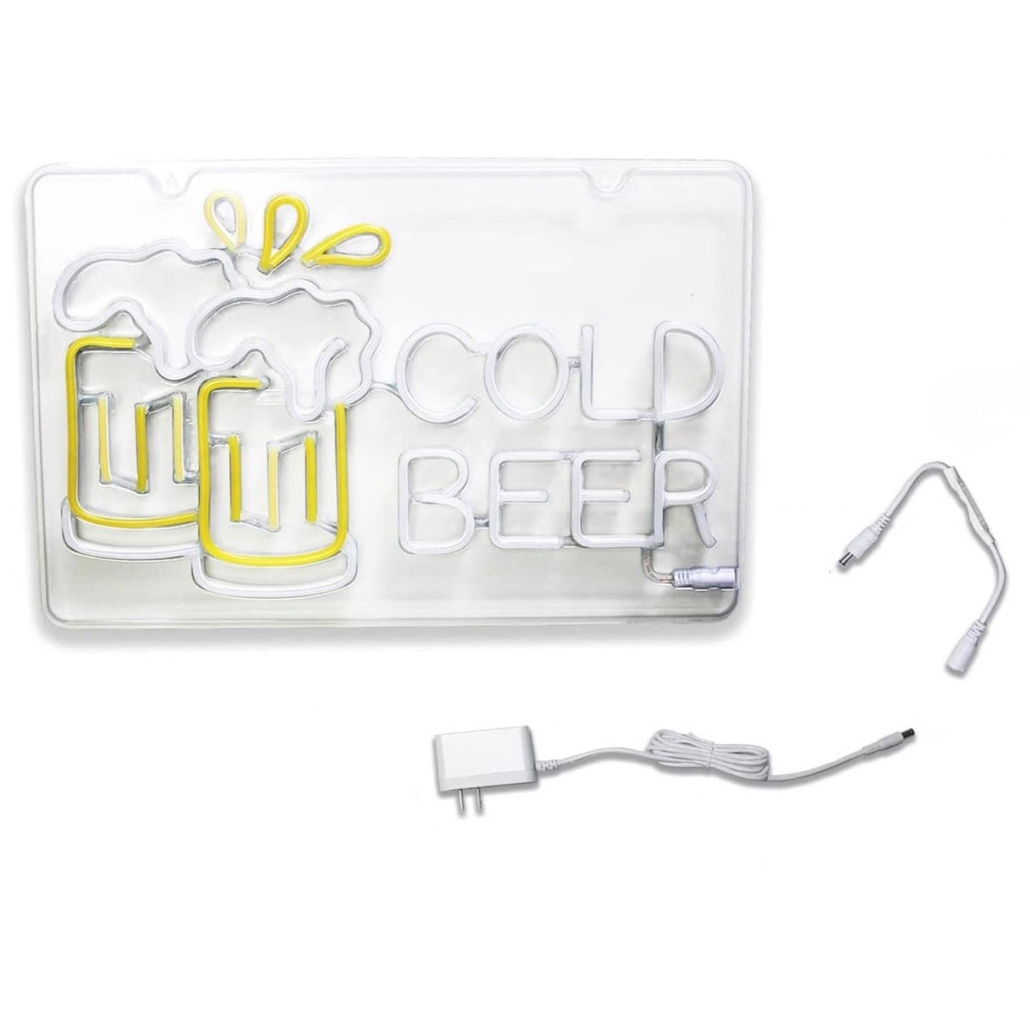 Bright Yellow/White Cold Beer LED Night Light Room Wall Store Party Decor