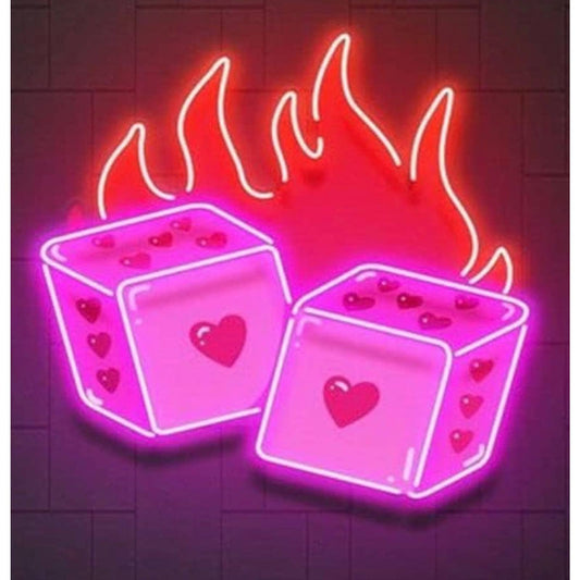 Lovely Bright Pink Heart Fire Dice LED Night Light Room Wall Decoration