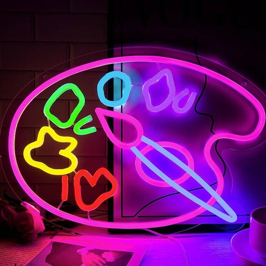 Fun Vivid Bright Colorful Painting Palette & Brush LED Night Light Art Artist De
