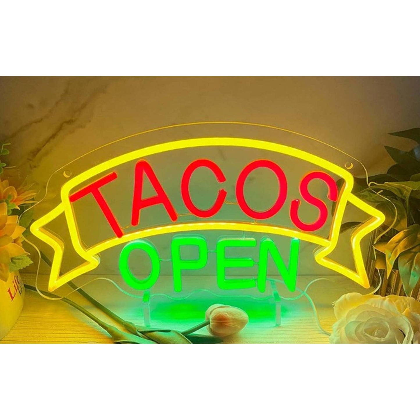Vivid Fun Bright “Tacos Open” LED Night Light Mexican Restaurant