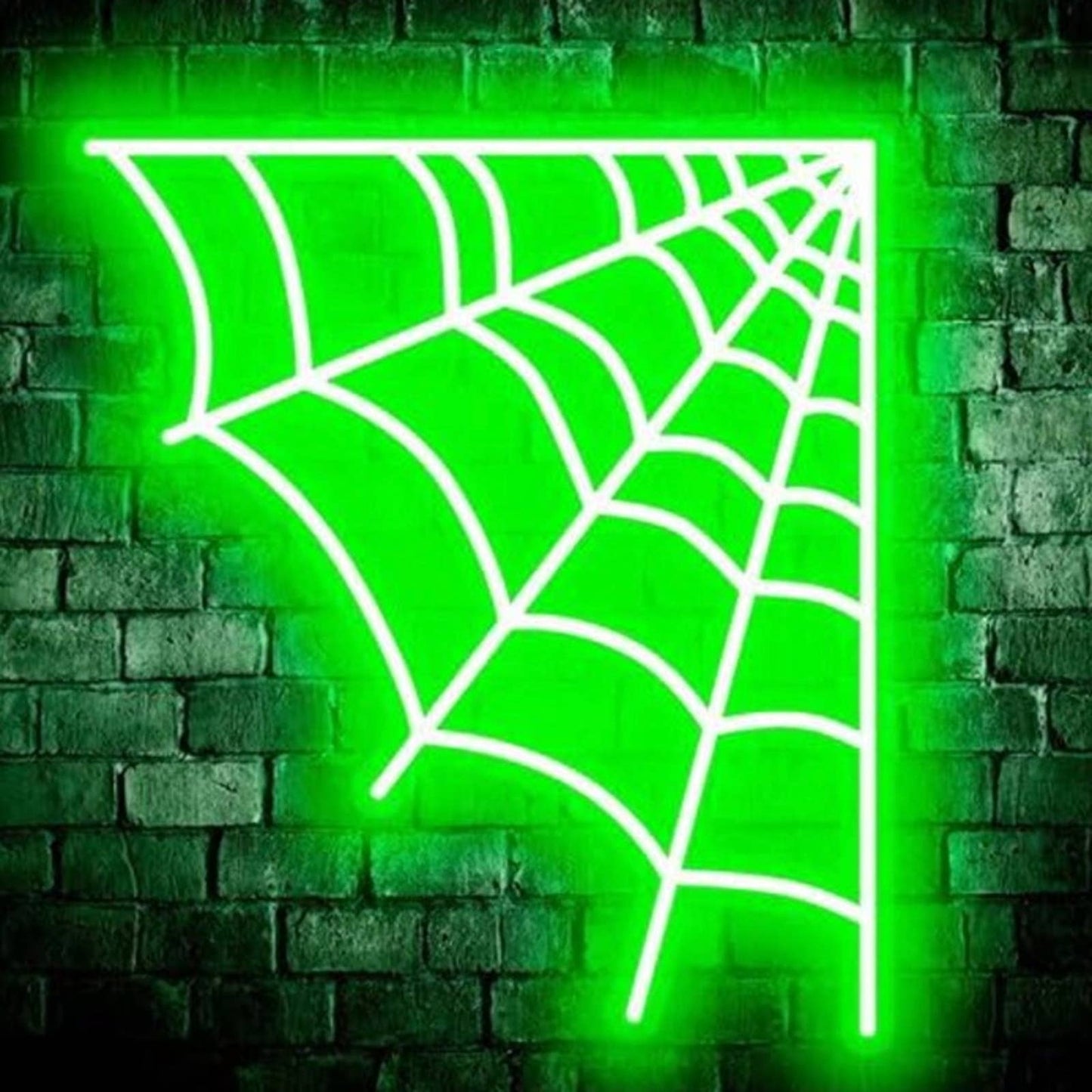Spooky Vivid Bright Green Spider Web LED Night Light Halloween Decor