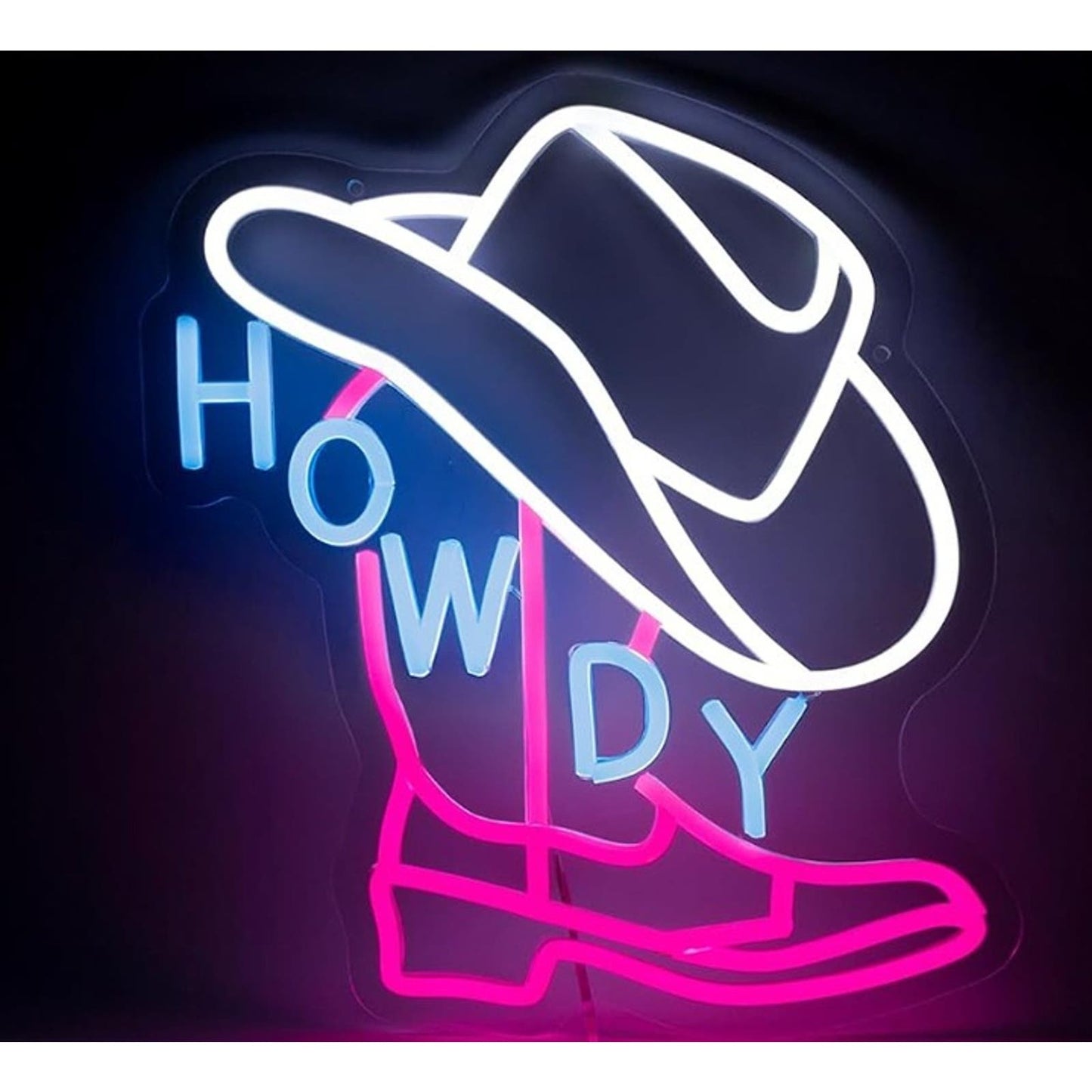 Fun Bright Howdy Cowgirl Hat & Boot LED Night Light Room Wall Decor