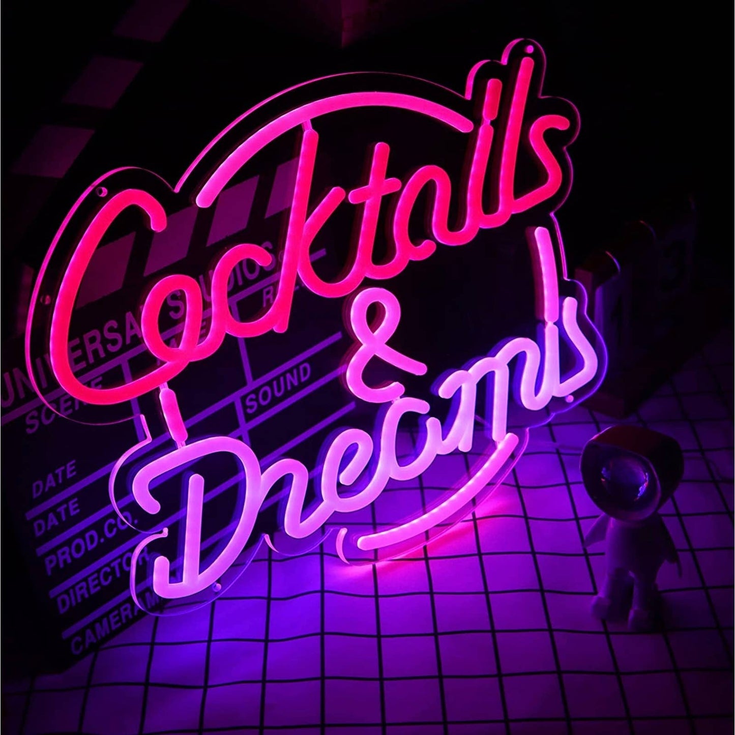 Cute Bright Pink / Purple Cocktails & Dream LED Bar Light Sign Decor