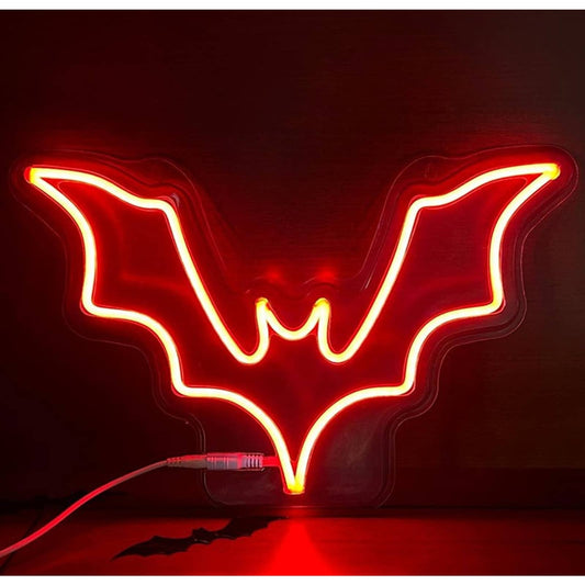 Vivid Bright Red Bat LED Night Light Halloween Decor