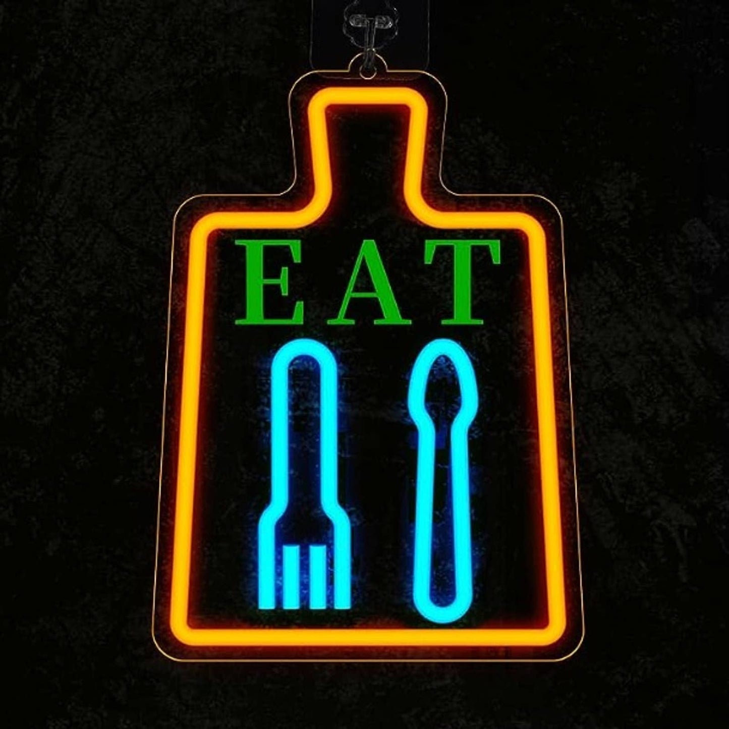 Vivid Bright Eat Fork & Spoon LED Night Light Kitchen Restaurant Decor