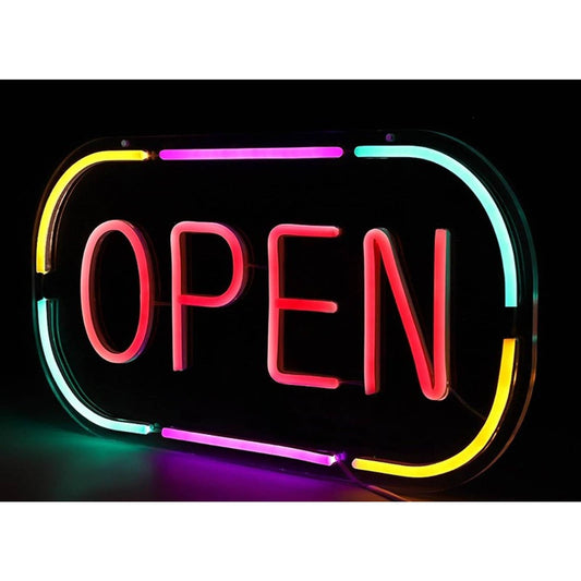 Vivid Bright Fun Rainbow Dash Border Open LED Light Business Sign