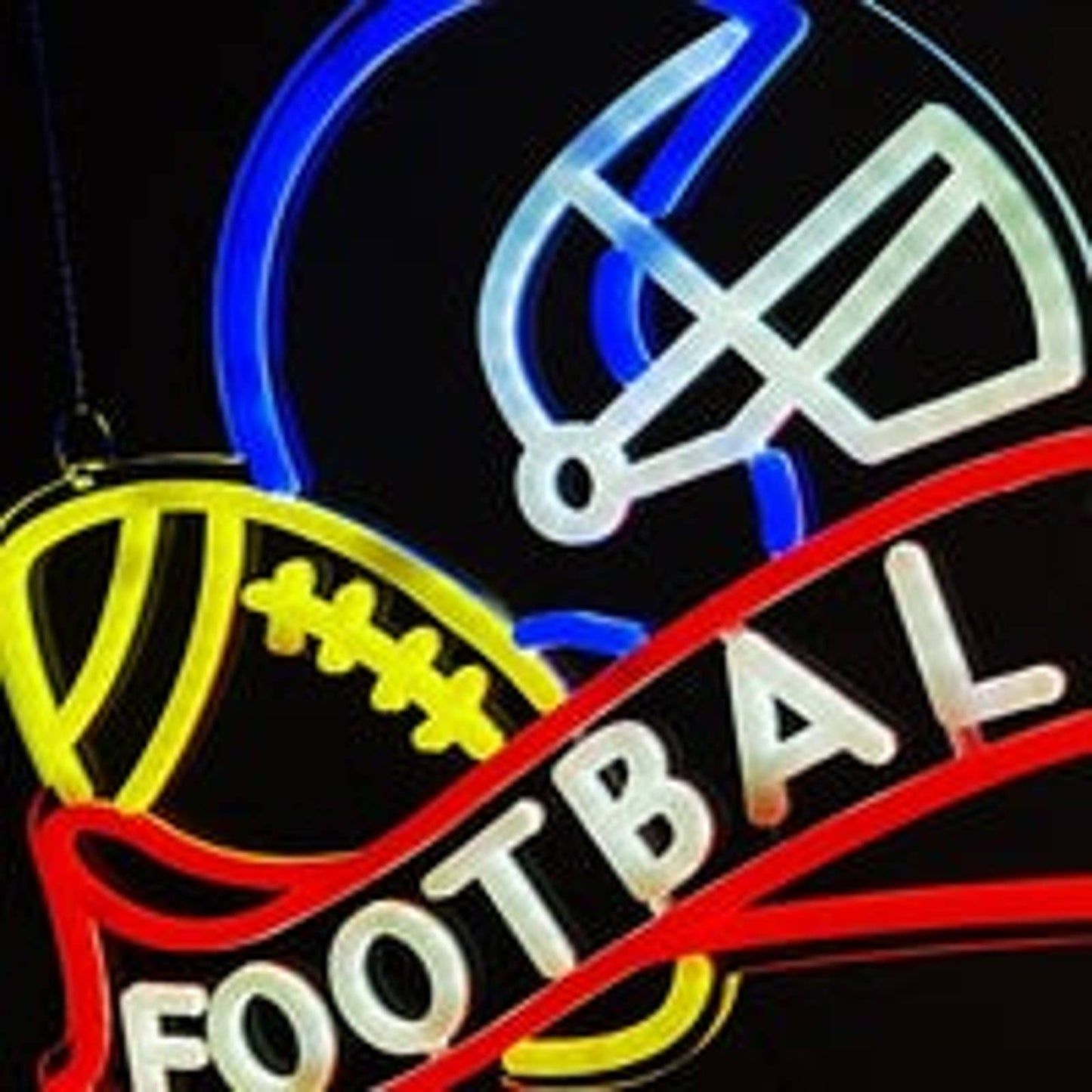 Fun Bright Red Ribbon Football and Helmet LED Night Light Sport Room Wall Decor