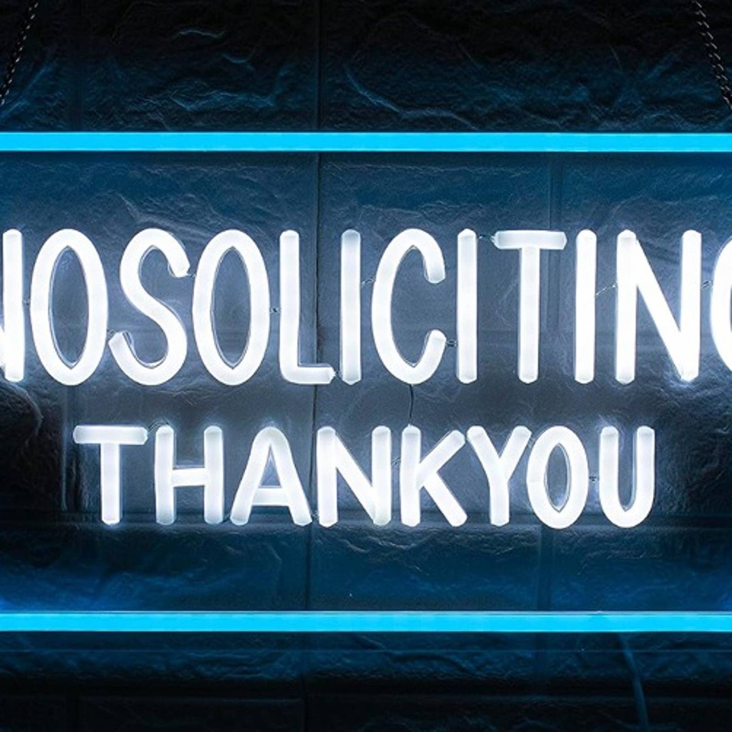 Vivid Bright Blue No Soliciting Sign LED Night Light Store Shop