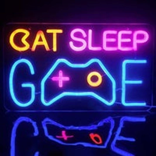 Cool Fun Bright Colorful Eat Sleep Game LED Night Light Room Wall Decoration