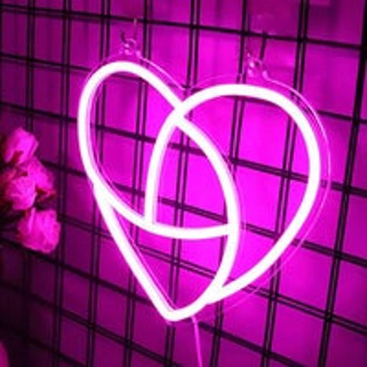 Lovely Bright Unique Line Heart LED Night Light Room Wall Decoration