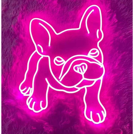 Adorable Bright Pink Baby French Bulldog Frenchie LED Night Light Room Wall Deco