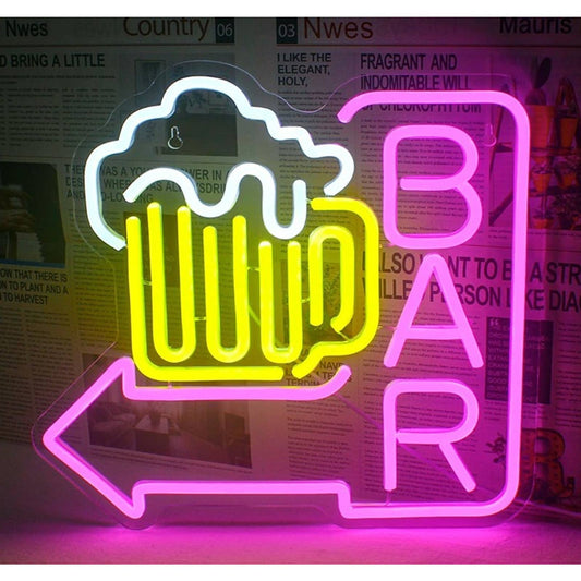 Vivid Bright Hot Pink Bar Beer Arrow LED Night Light Party Decor