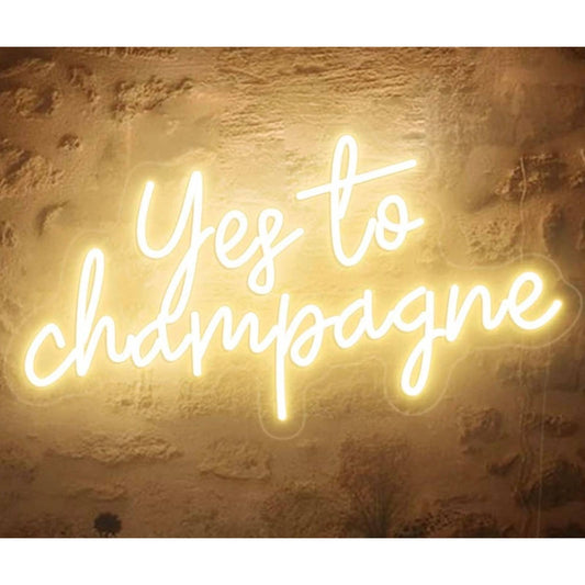Large Fun Bright “Yes to Champagne” LED Night Light Party Room Wall Decoration