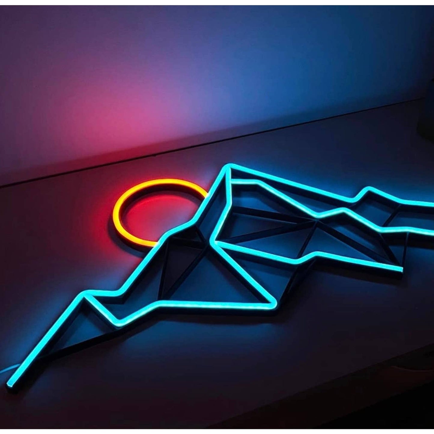 Lovely Geometric Ice Mountain Sunset / Sunrise LED Night Light Room Wall Art Dec
