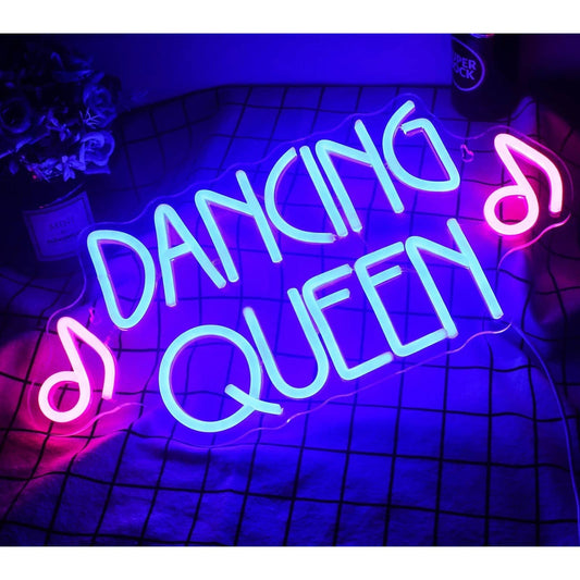 Lovely Fun Bright Pink / Blue Dancing Queen Music LED Night Light Room Wall Deco