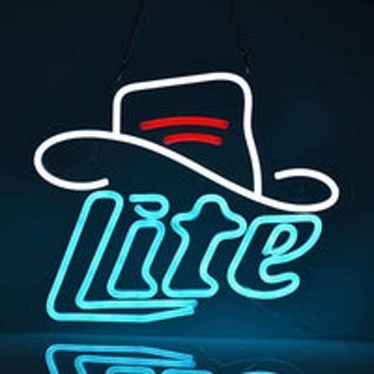 Vivid Bright Miller Lite Cowboy Hat LED Night Light Bar Room Beer Decor