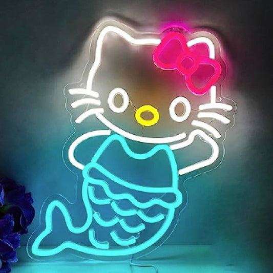 Adorable  Vivid Bright Hello Kitty Little Mermaid LED Night Light Room Wall Deco