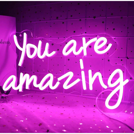 Lovely Bright Pink “You Are Amazing” LED Night Light Room Wall Decoration