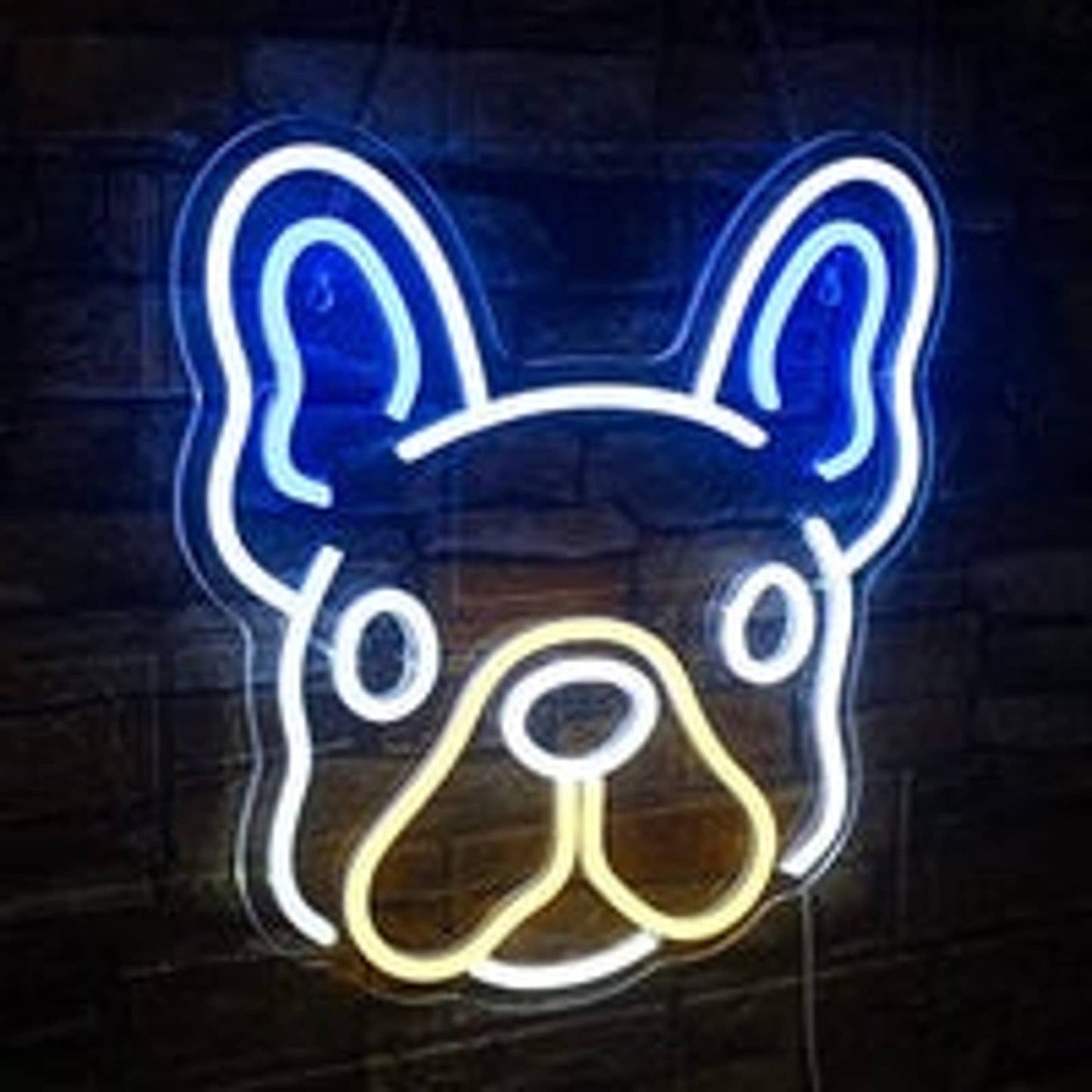 Adorable Bright Blue Eared French Bulldog LED Night Light Room Wall Decoration