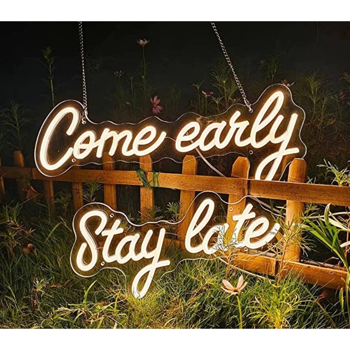 Lovely Warm Bright Come Early Stay Late LED Night Light Room Wall Decoration