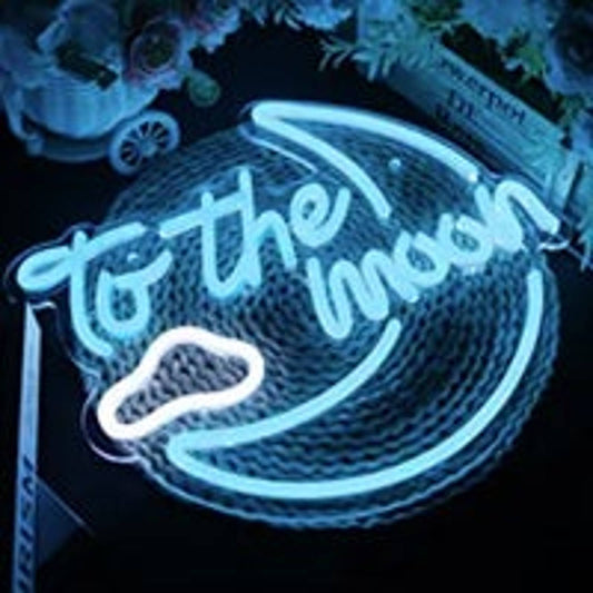 Lovely Bright Blue To The Moon LED Night Light Room Wall Decoration