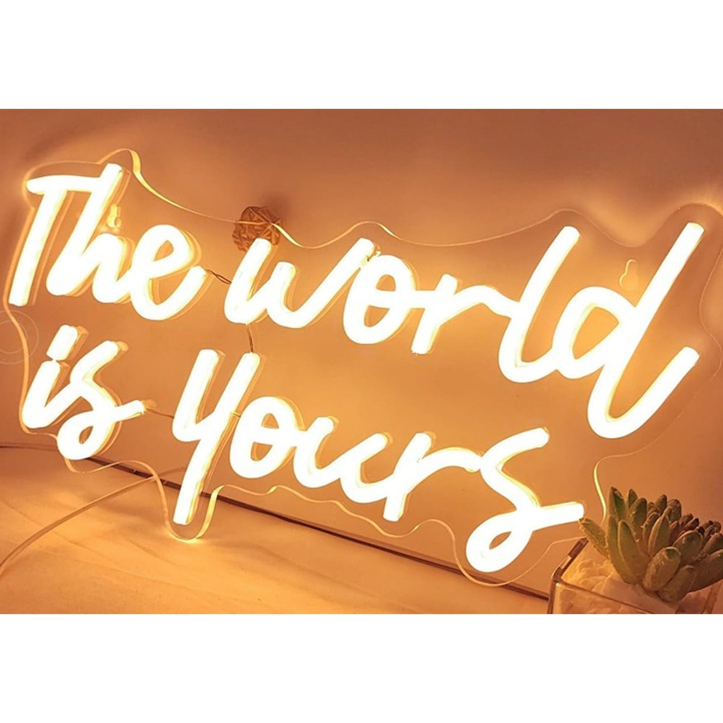 Lovely Simple Warm “The World is Yours” LED Light Room Wall Decoration