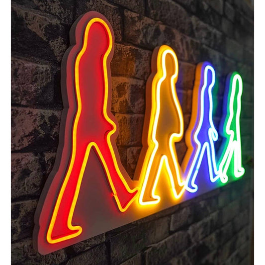 Large Bright Colorful Beatles LED Night Light Music Room Wall Decoration