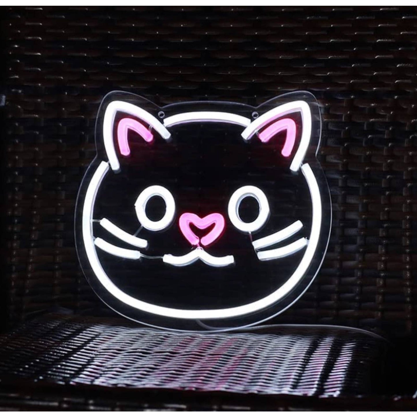 Adorable Round Kitty Cat Heart Nose Face LED Night Light Room Wall Decoration