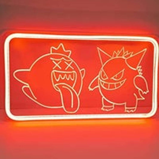 Fun Bright Orange King Boo & Gengar LED Night Light Video Game Sign Decor