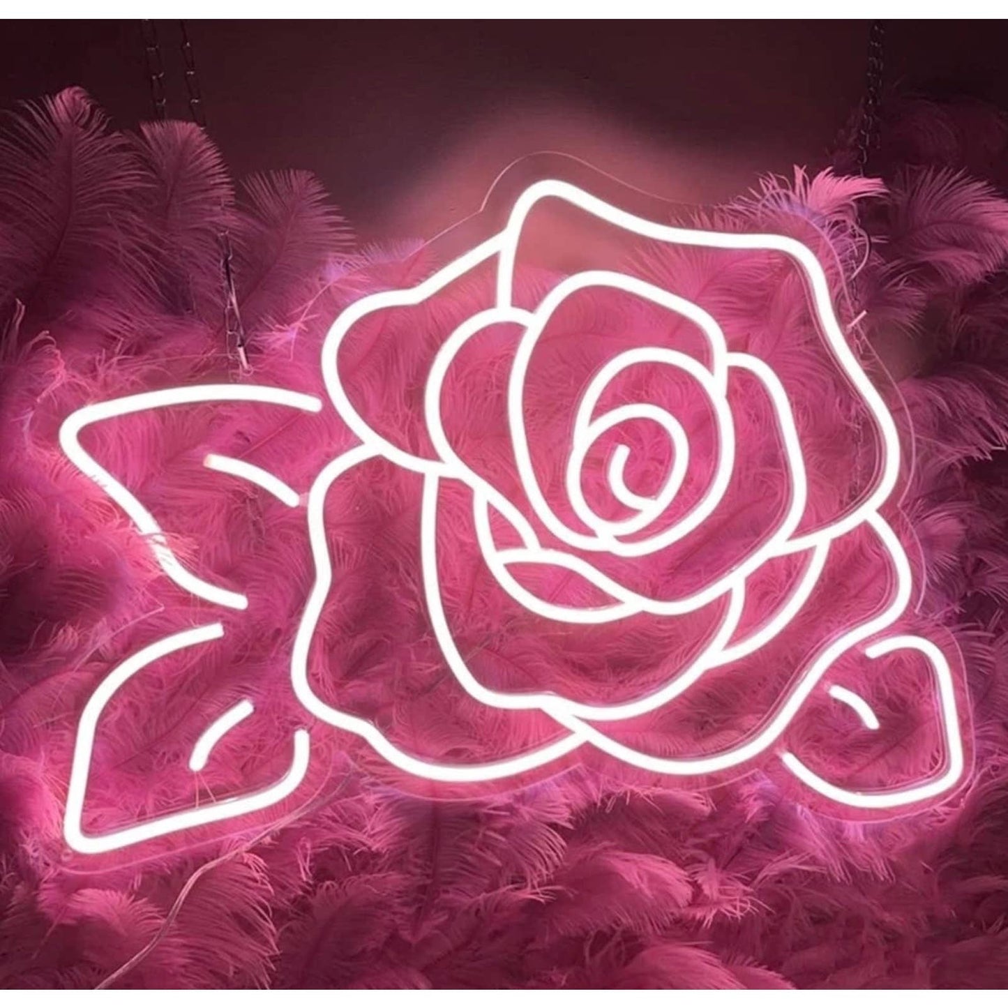 Adorable Bright Soft Pink Rose LED Night Light Love Room Wall Art Decoration