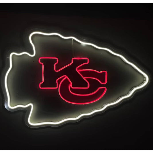 Bright Red & White Kansas City Chiefs Football Team LED Neon Sports Light
