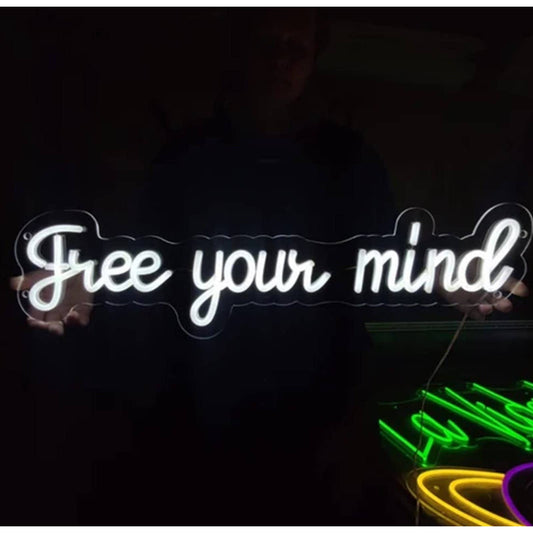 Lovely Bright White “Free Your Mind” LED Night Light Room Wall Decoration